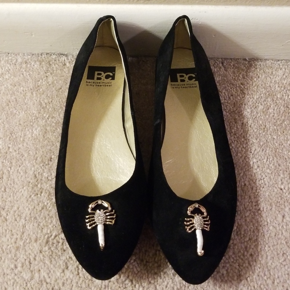 Scorpion embellished pointed toe flats